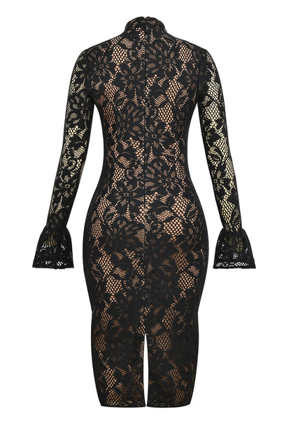 black lace midi dress
