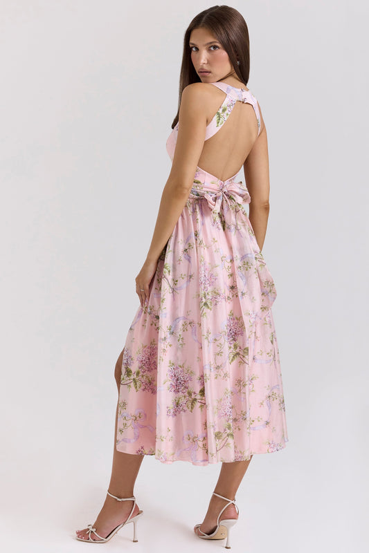 pink floaty chiffon midi sundress