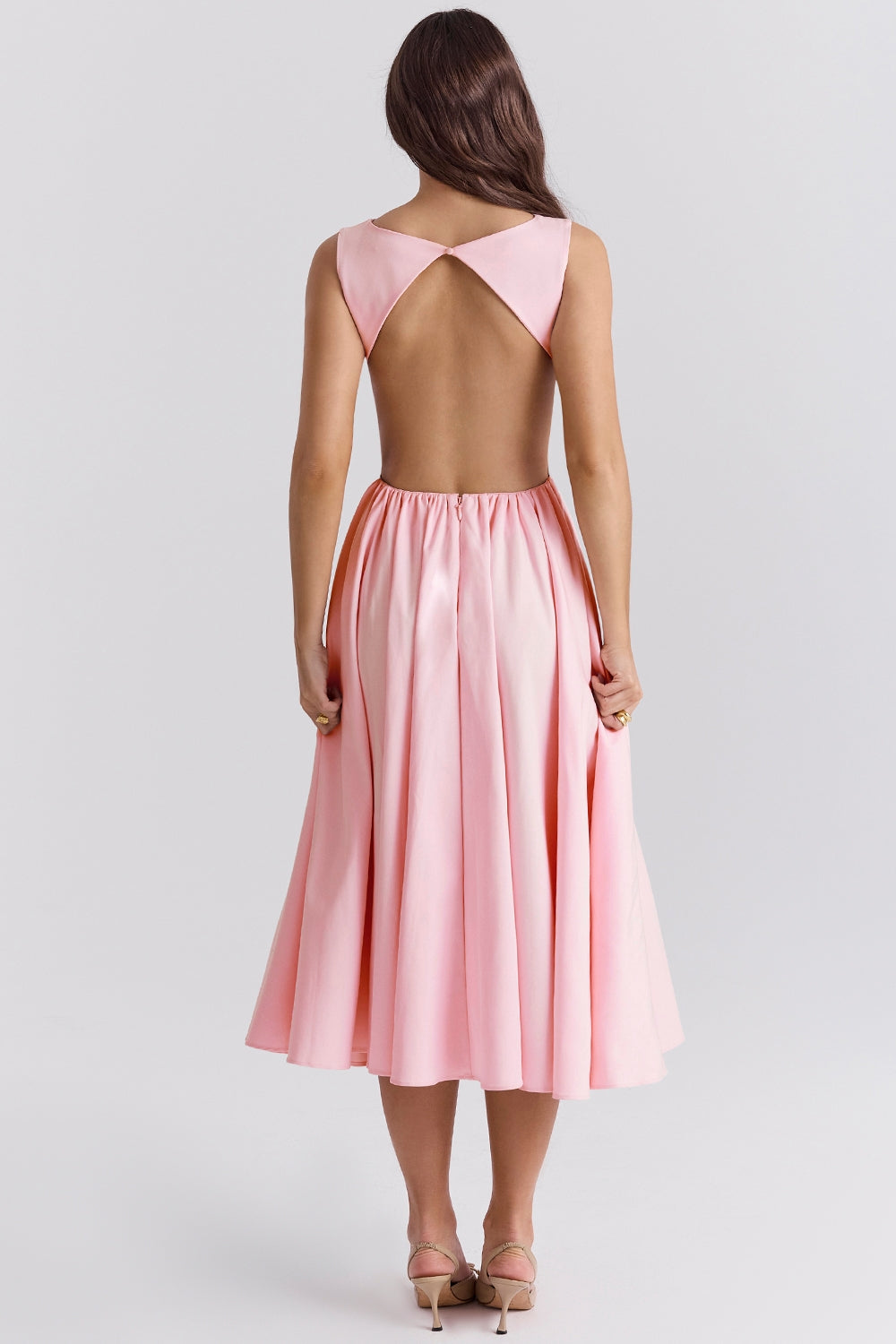 ballerina pink twill midi sundress