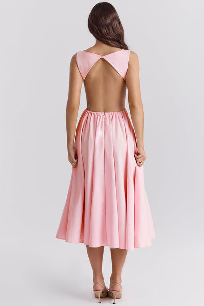 ballerina pink twill midi sundress