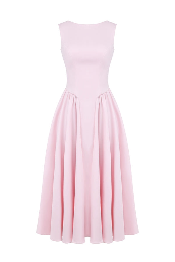 ballerina pink twill midi sundress