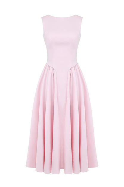 ballerina pink twill midi sundress