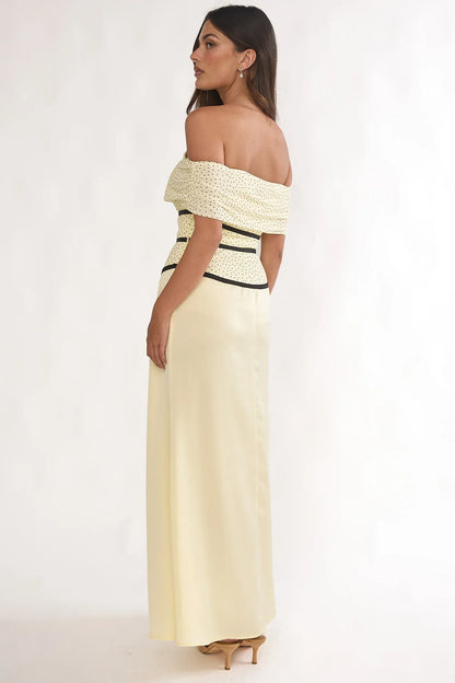 Begonias Off-Shoulder Bow Maxi Dress Spotted Lemon
