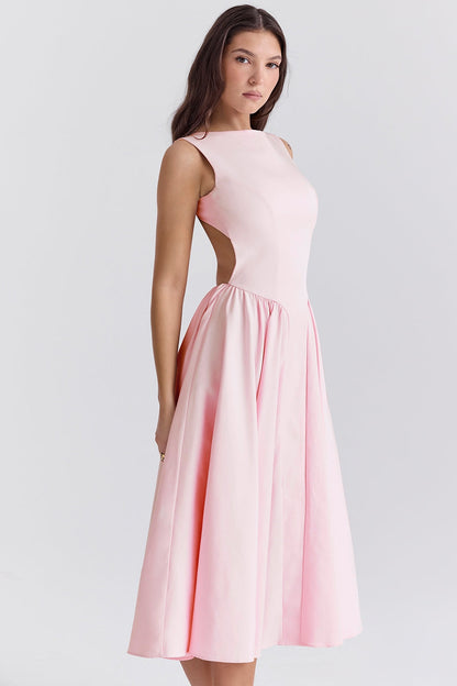 ballerina pink twill midi sundress