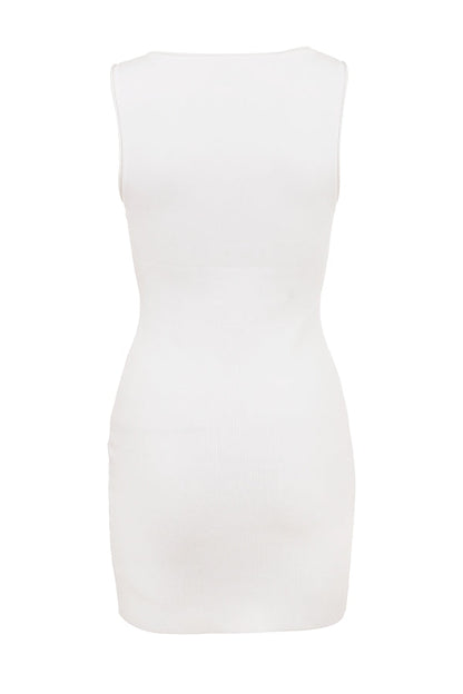 white stretch knit mini dress - sale
