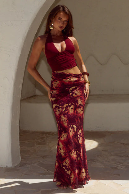 ALEXIS HALTER CUT OUT MAXI DRESS - ELIANA RED