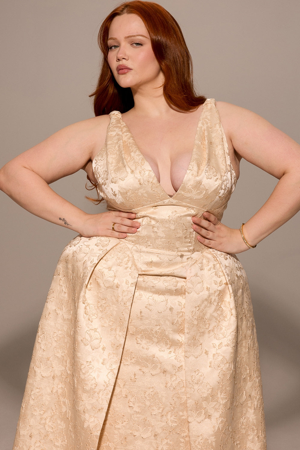 ivory metallic jacquard midi dress - sale