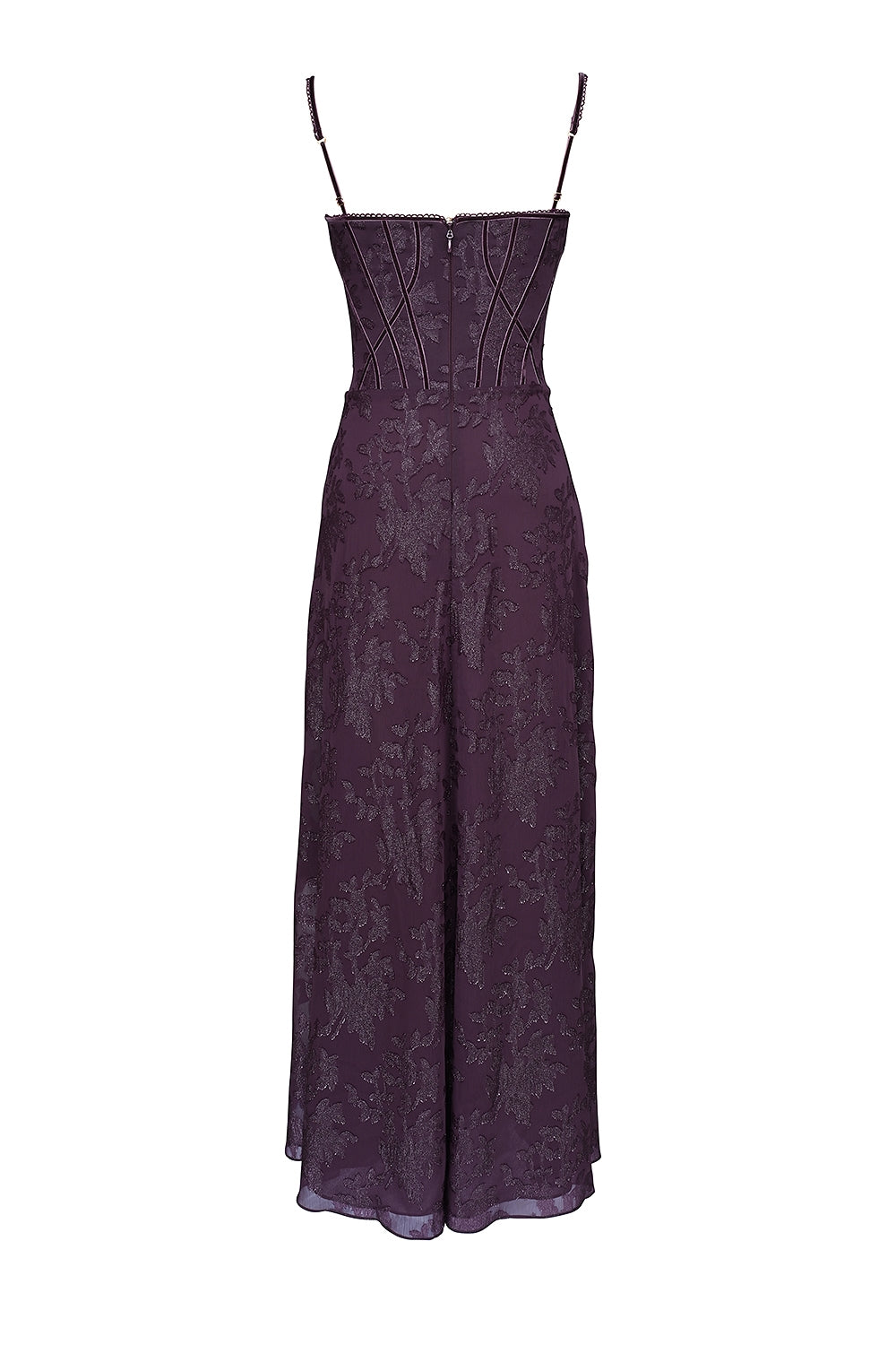 grape lurex chiffon maxi dress
