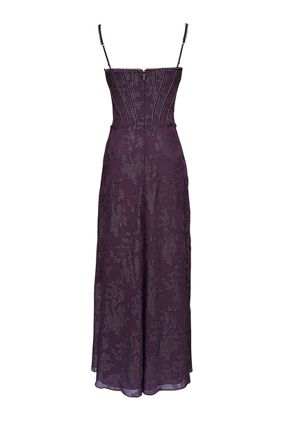 grape lurex chiffon maxi dress