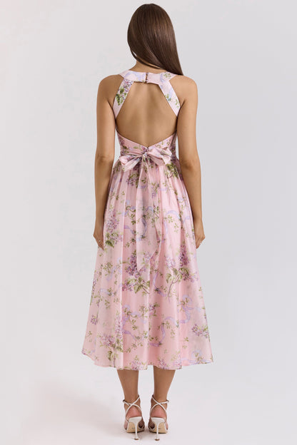 pink floaty chiffon midi sundress