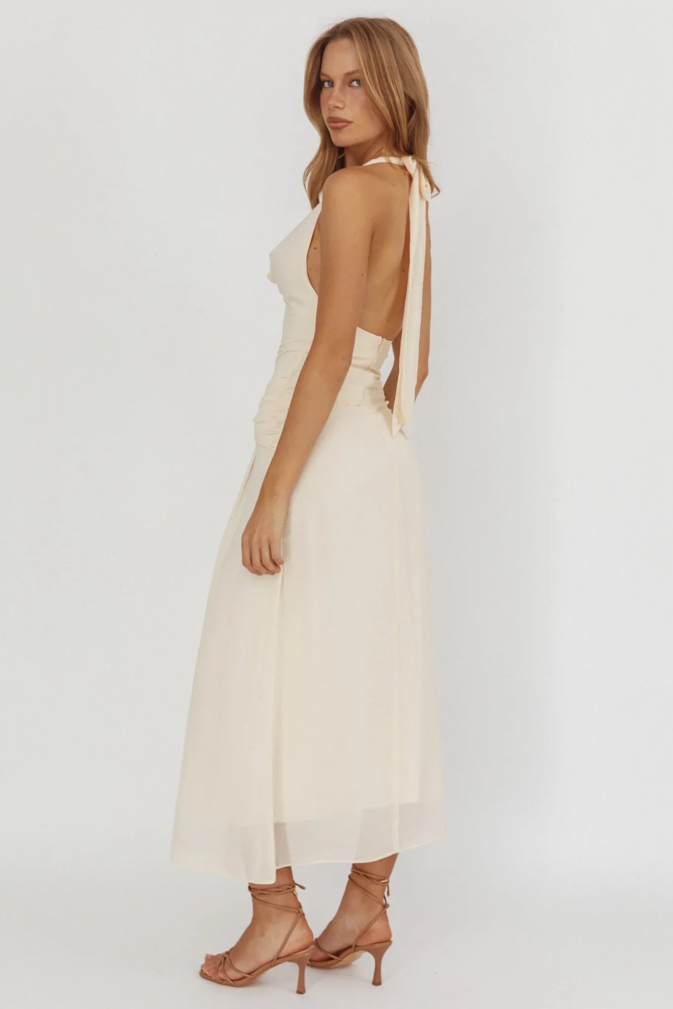 Maretha Cowl Halterneck Maxi Dress Butter