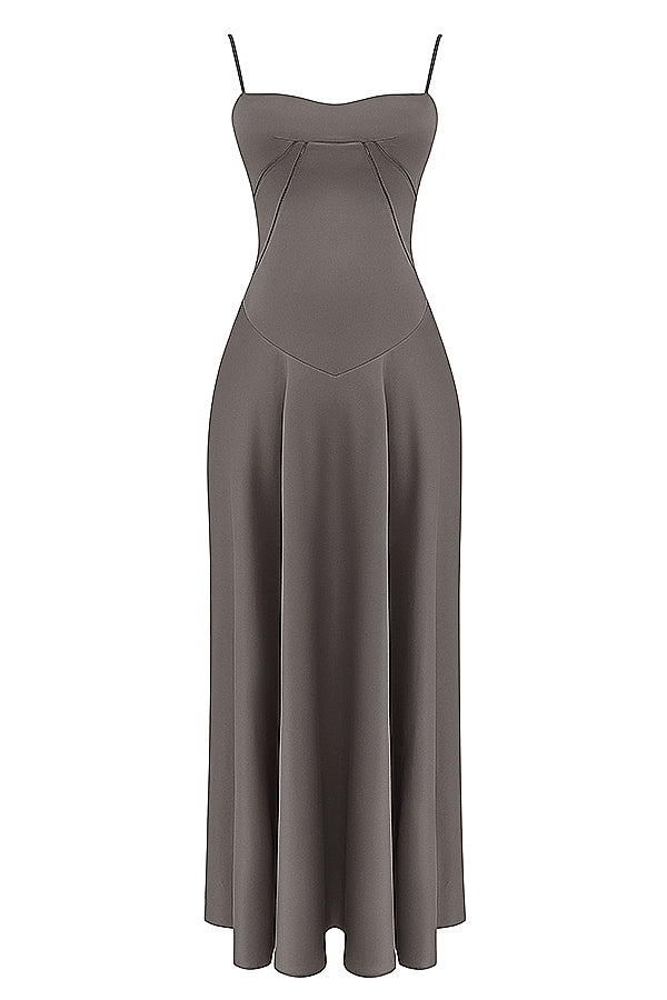 smoke lace up maxi dress