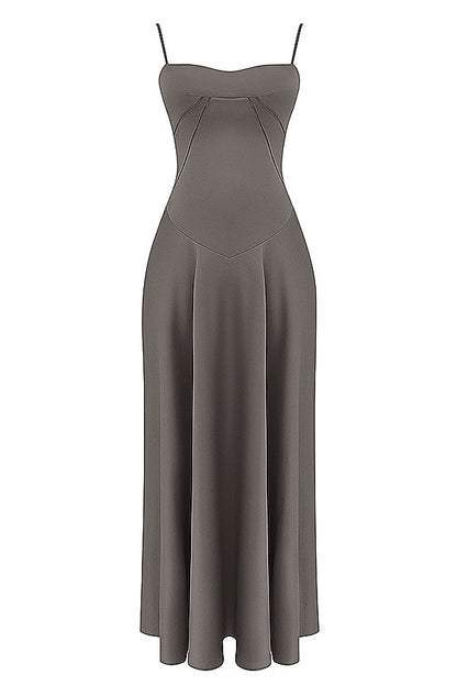 smoke lace up maxi dress