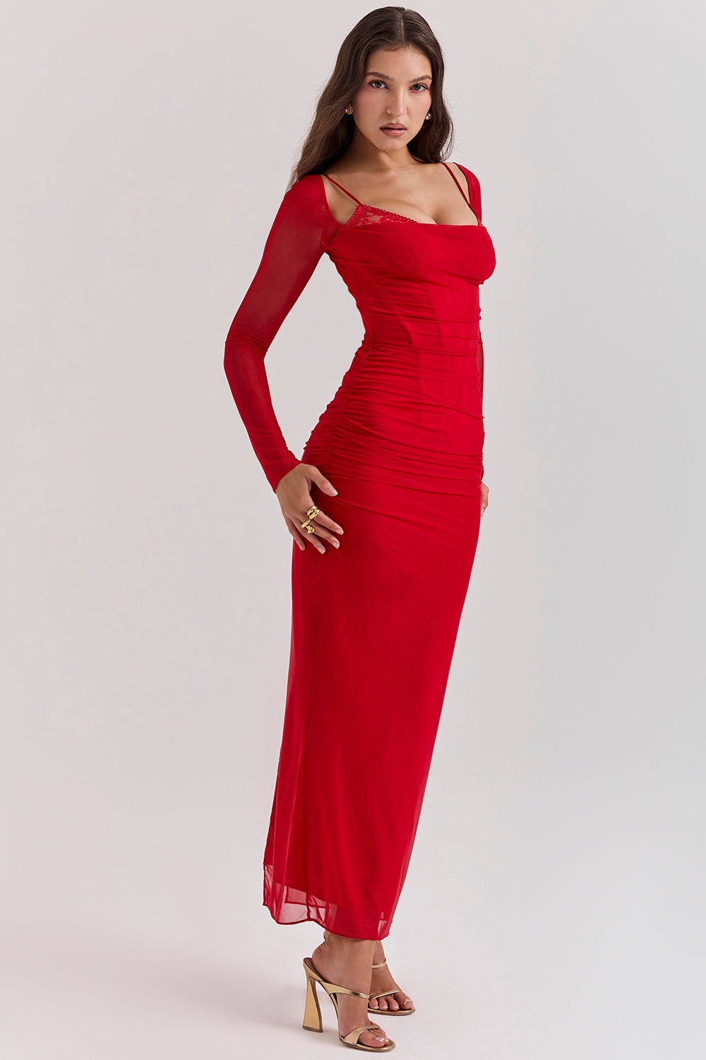 scarlet long sleeve maxi dress