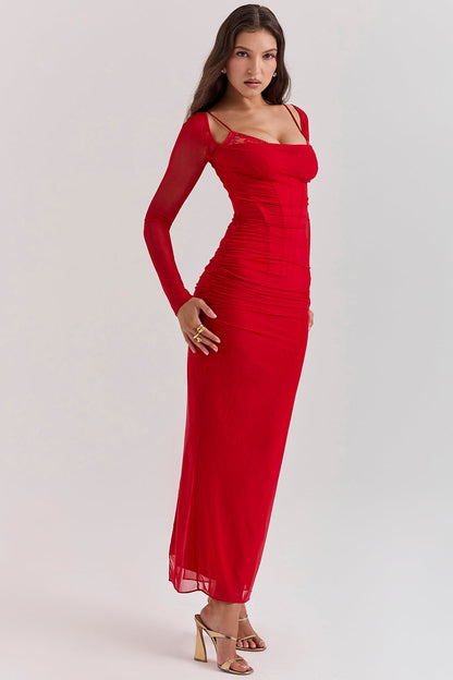 scarlet long sleeve maxi dress