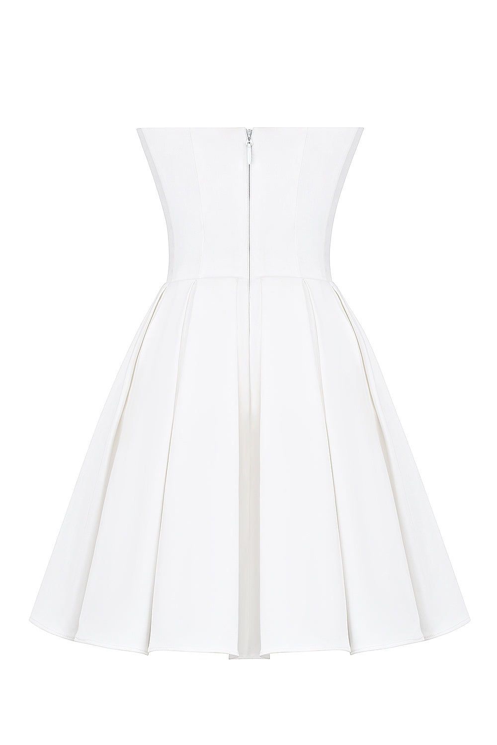 white strapless pleated mini dress