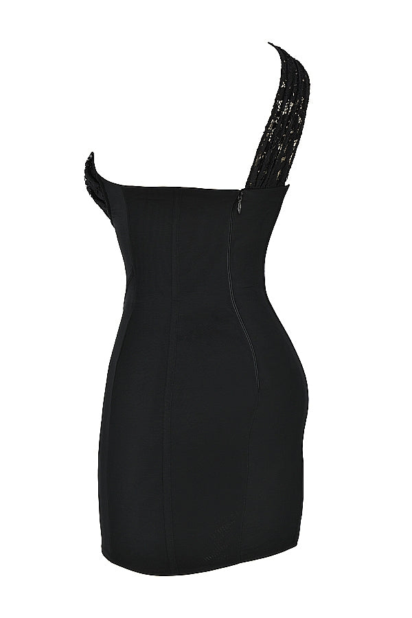 black lace mini dress