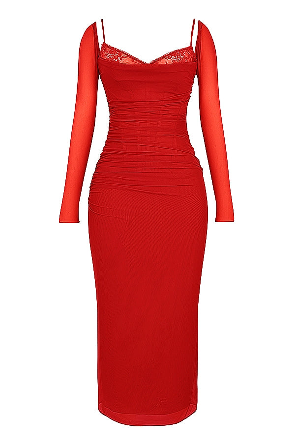 scarlet long sleeve maxi dress