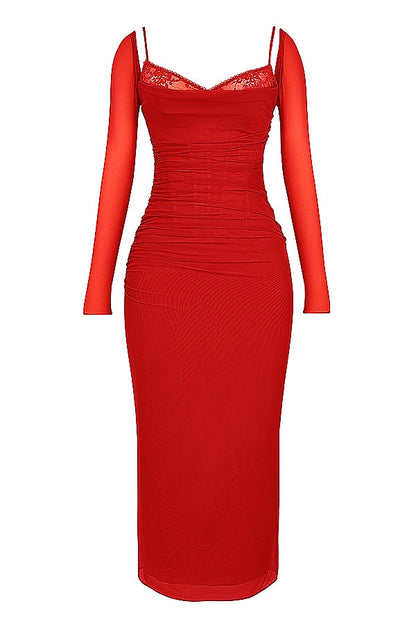 scarlet long sleeve maxi dress