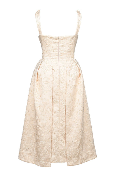 ivory metallic jacquard midi dress - sale