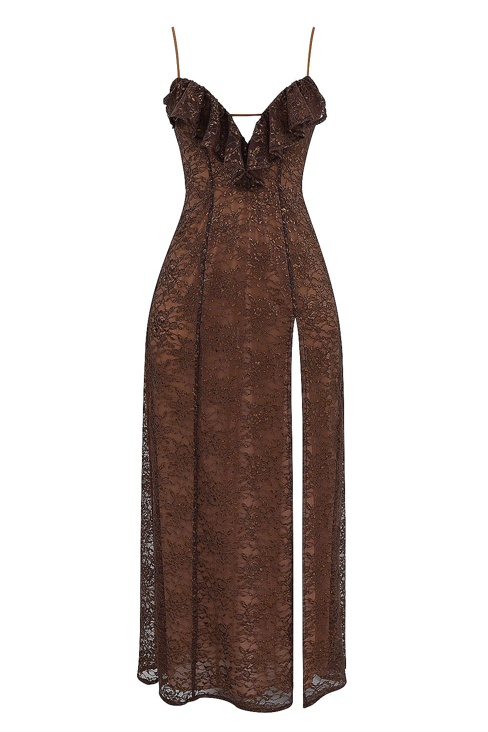espresso lace maxi dress
