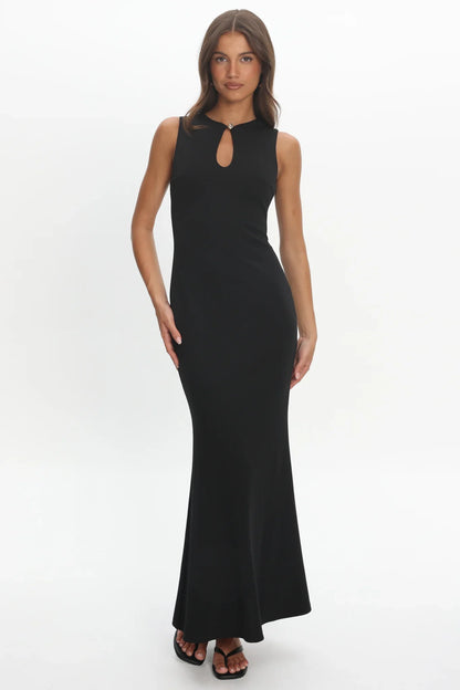 Capucine Key Hole Bust Maxi Dress Black