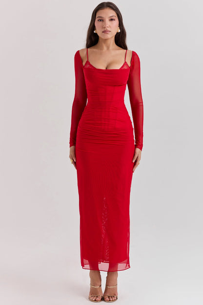 scarlet long sleeve maxi dress