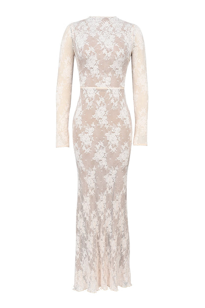 peach lace maxi dress