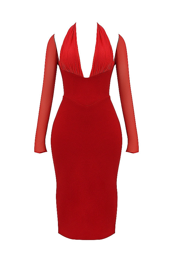 scarlet plunge midi dress