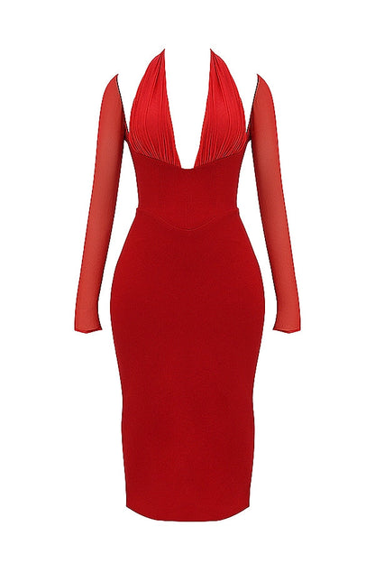 scarlet plunge midi dress