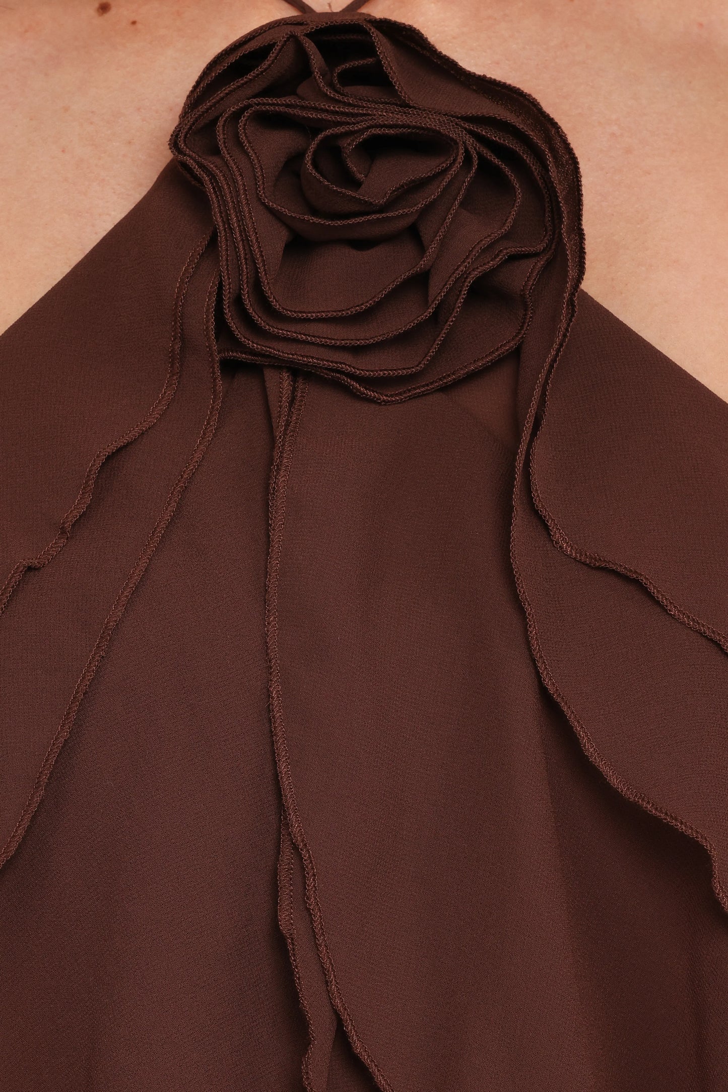 Zorina Halter Neck Chiffon Top - Brown