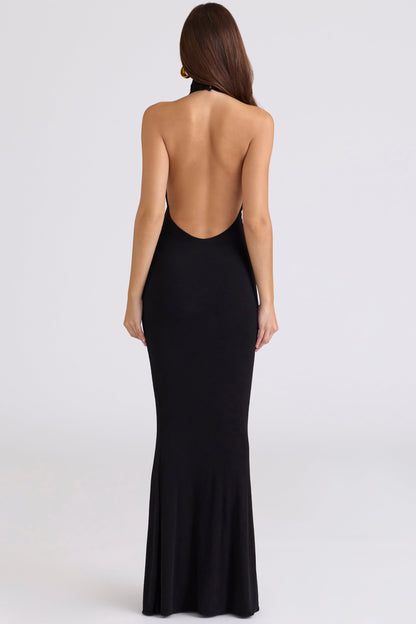 black backless silhouette maxi dress - limited edition