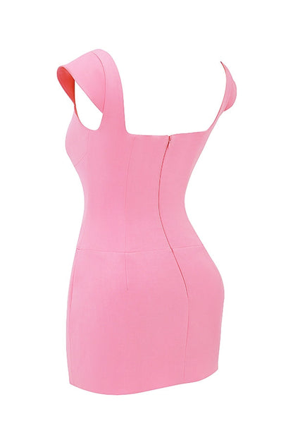 french pink corset mini dress
