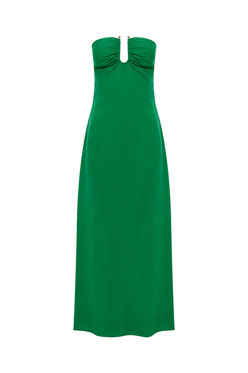 MARTHA STRAPLESS MAXI DRESS - GREEN