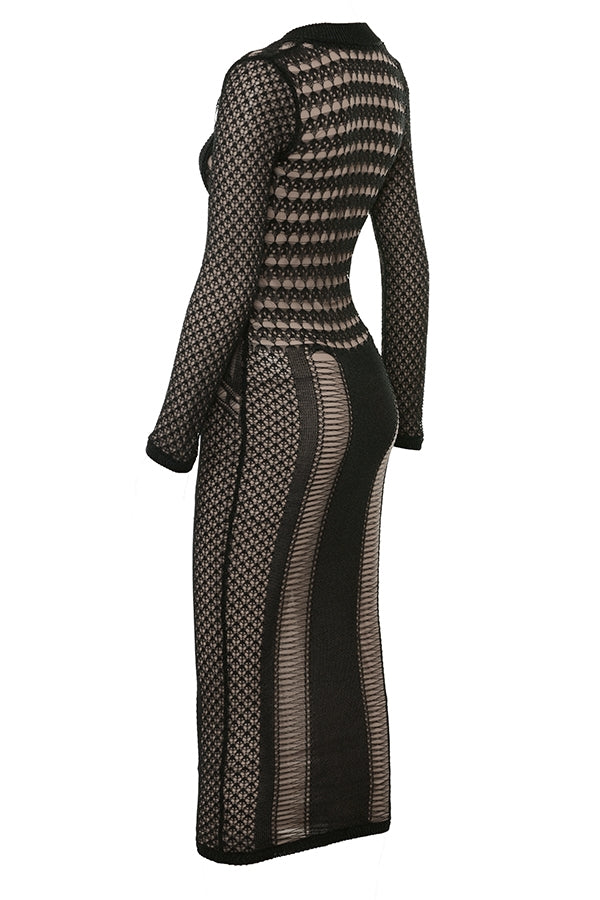black plunge midi dress - sale