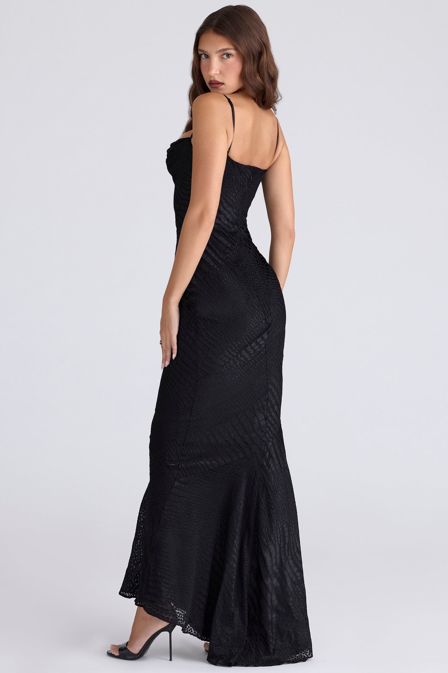 black devoré satin maxi gown - limited edition