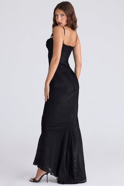 black devoré satin maxi gown - limited edition