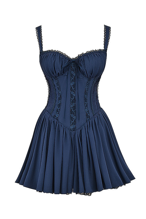french navy corset mini dress