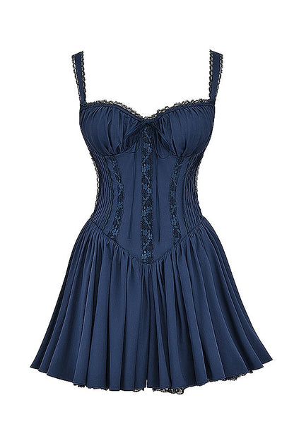 french navy corset mini dress