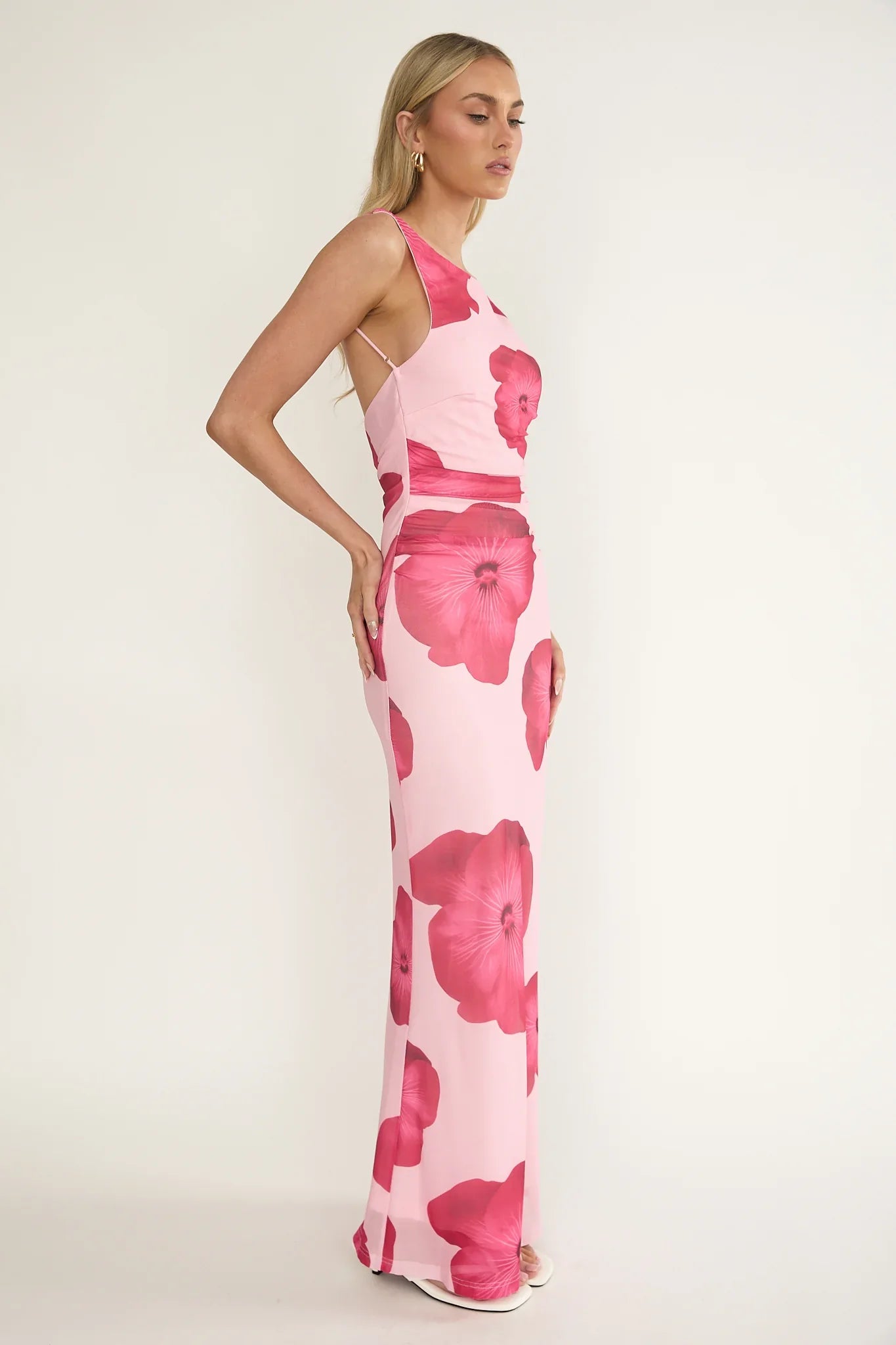Helsi Low Back Maxi Dress Floral Pink
