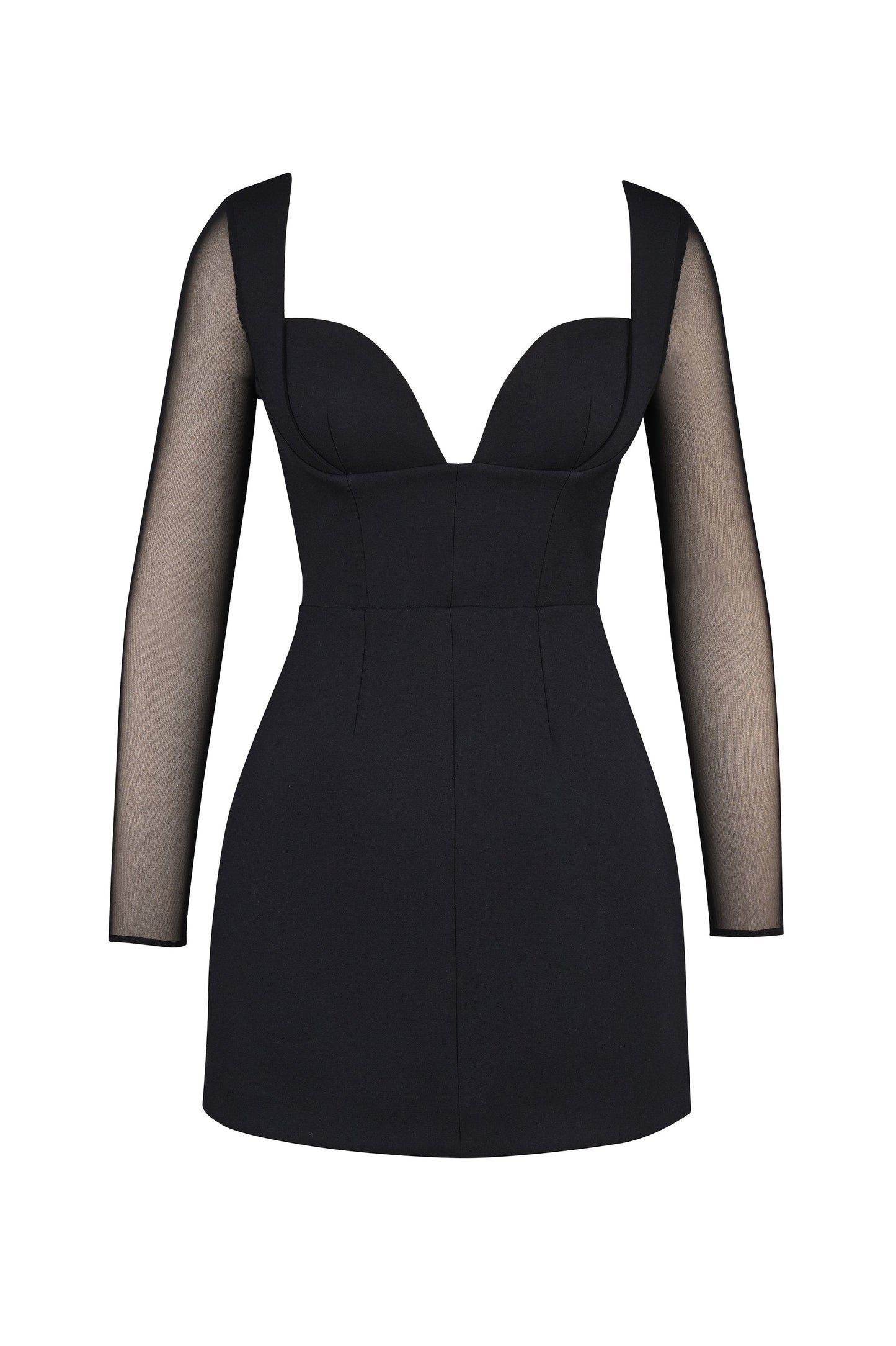 black stretch crepe plunge mini dress