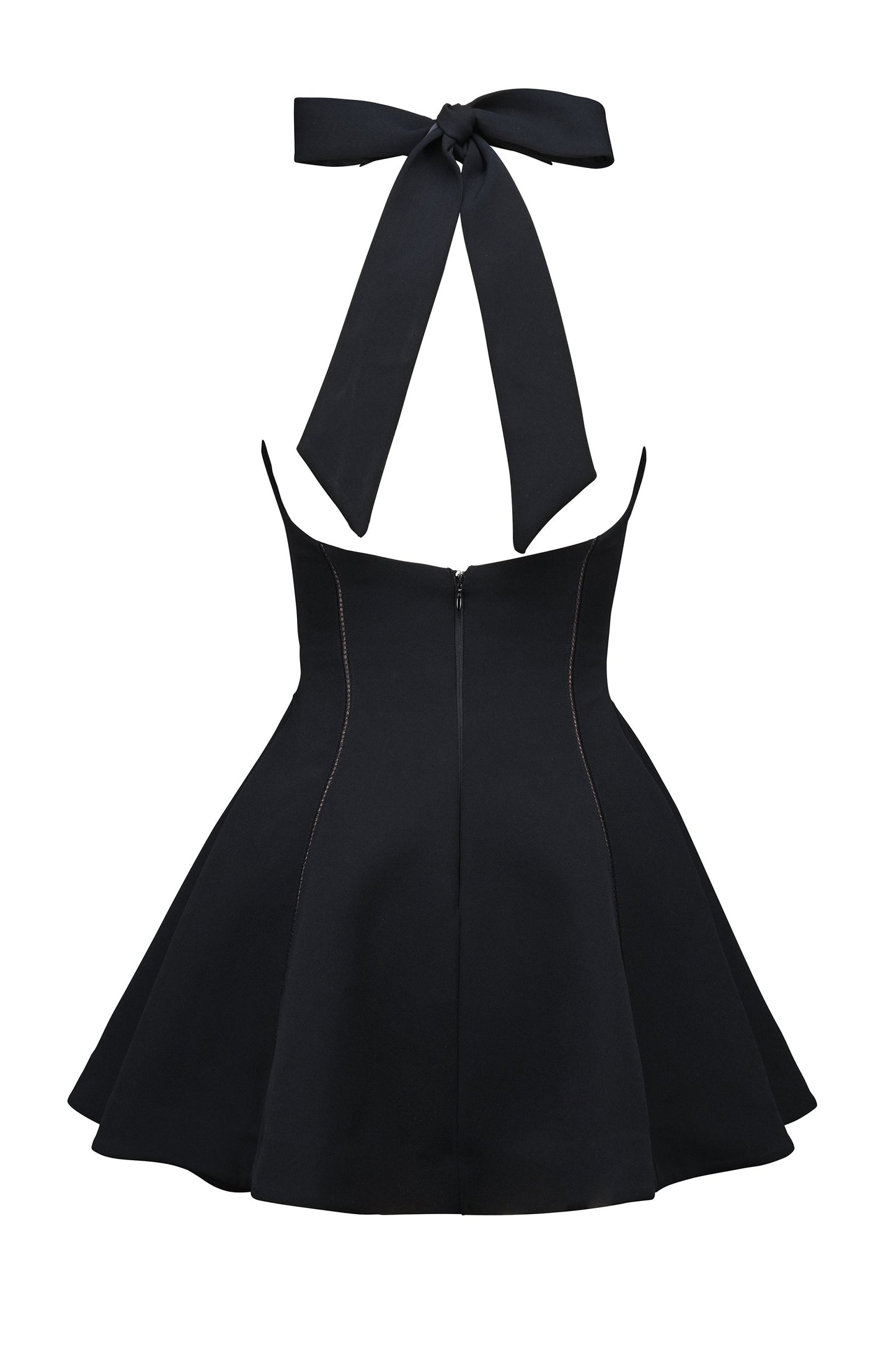 black halter neck bow mini dress