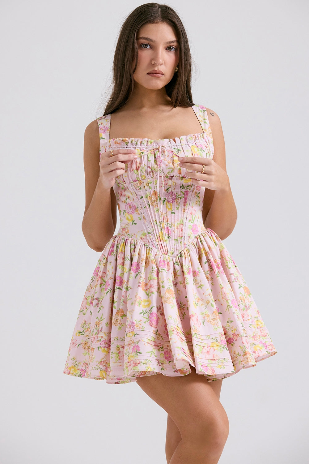 pink meadow print cotton mini dress