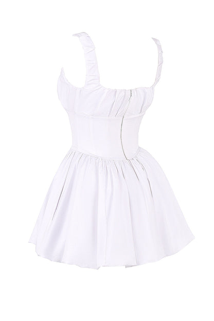 white cotton tulle mini dress