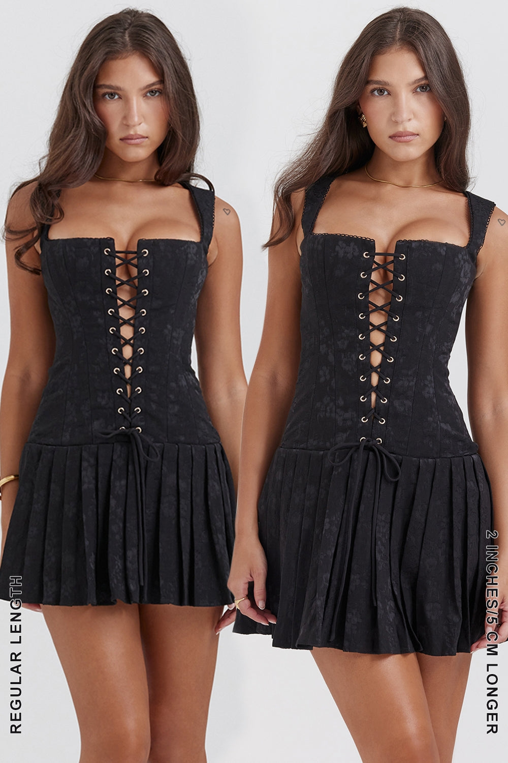 black pleated mini dress