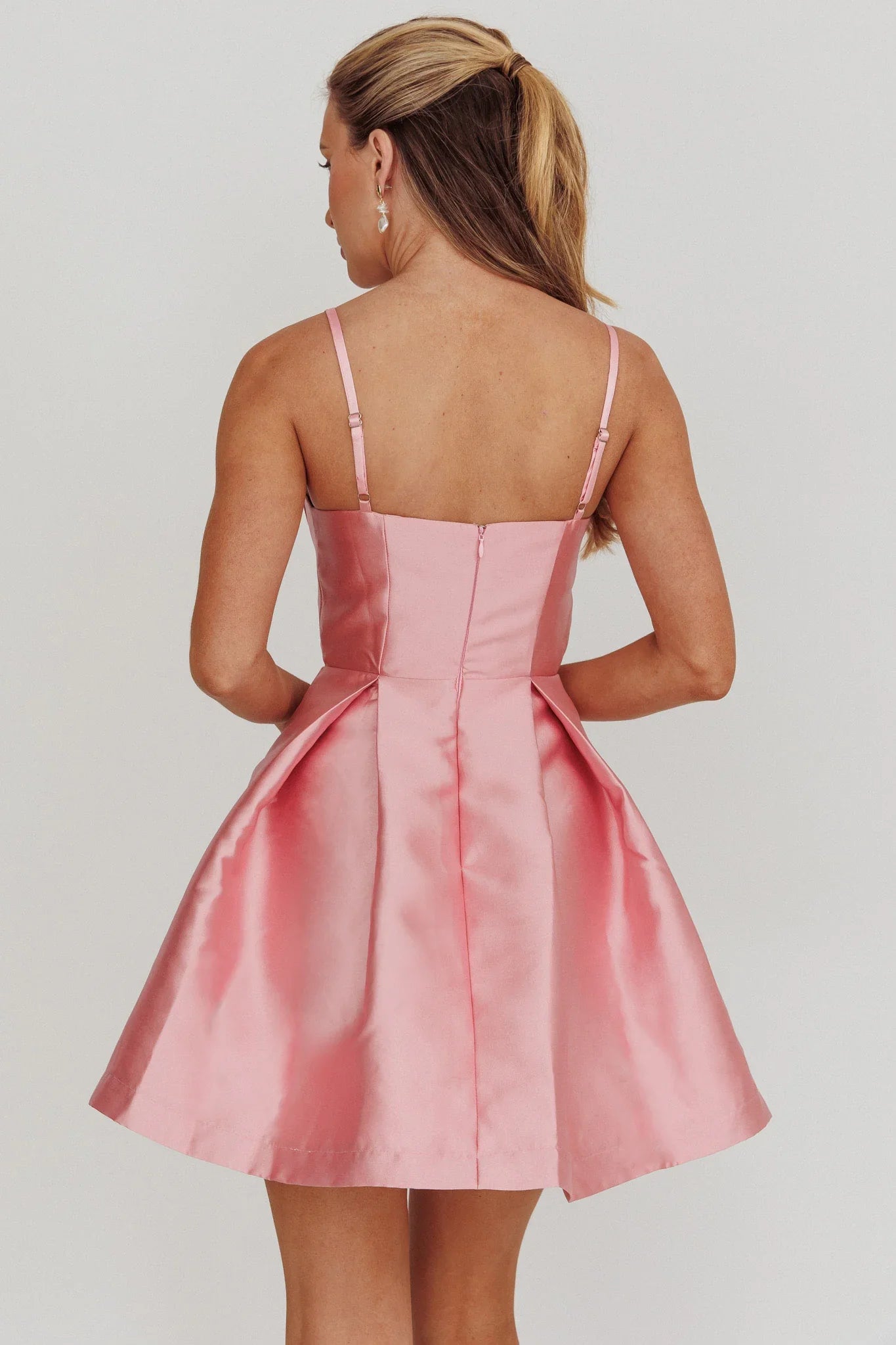Love Talk Flared Bow Mini Dress Pink