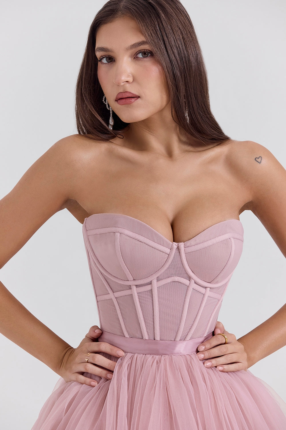 french rose tulle midi dress - sale