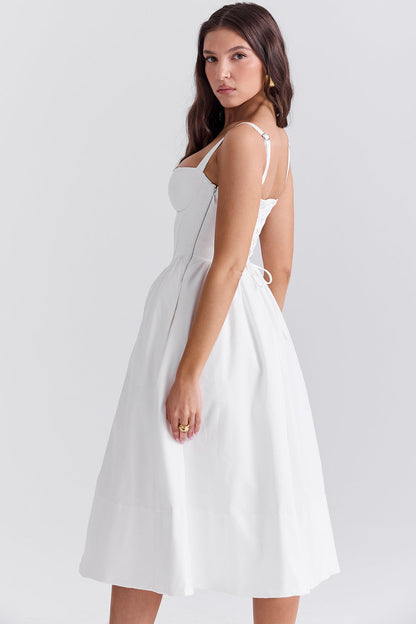 white corset midi sundress