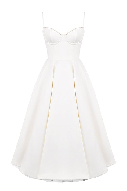 white tulle midi dress