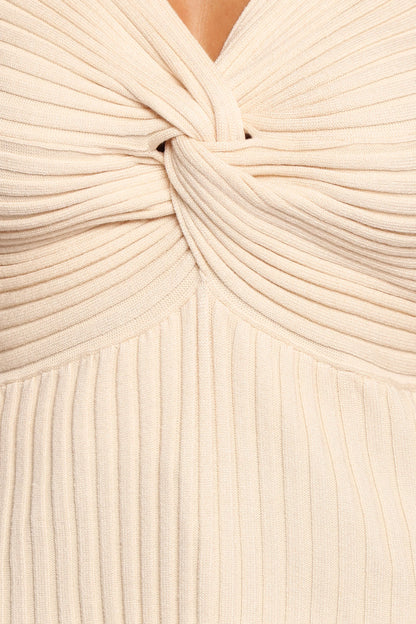 Demi Twist Detail Knit Top - Cream